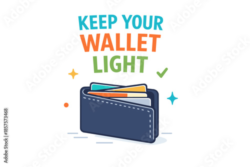 Keep your wallet light: minimalist lifestyle concept with cartoon wallet