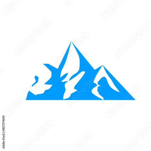 Snowy mountain landscape with ski lift and pine trees in winter scene. Vector illustration