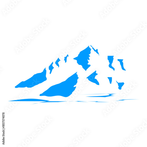 Snowy mountain landscape with ski lift and pine trees in winter scene. Vector illustration