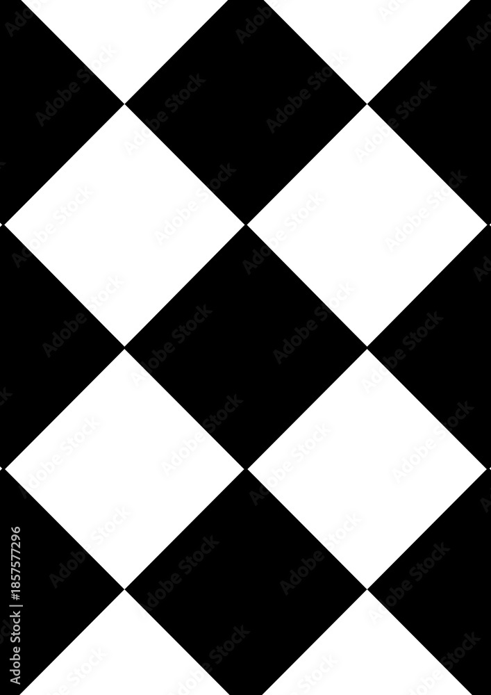 Fotografie Minimalist black and white geometric illustration featuring a repeating diamond pattern