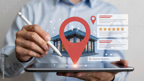 Local Business Search With Digital Location Pin Interface
