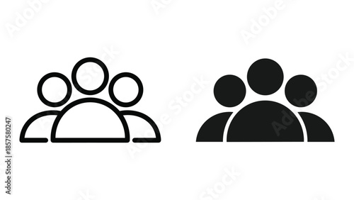 Teamwork Icon: A versatile and modern team icon, representing collaboration, unity, and a sense of community. The design is presented in two distinct styles: one with a bold.