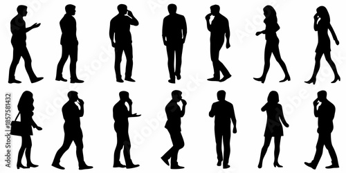 Diverse group of people in silhouette showcasing various poses and actions