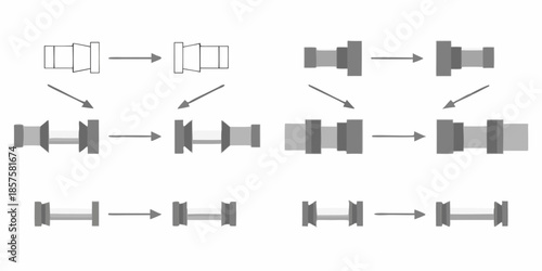 Diagram illustrating the process of tightening bolts or fasteners in stages