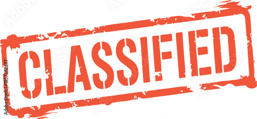 grungy classified stamp on white background