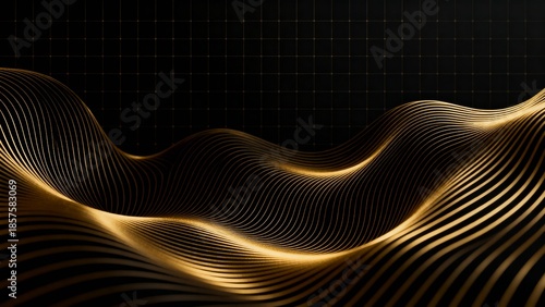 Black and Gold Abstract Technology Line Grid