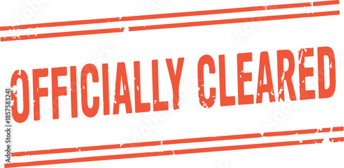 Officially cleared rubber stamp seal with red text