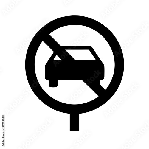 No entry for motor vehicles sign, indicating restricted access for cars in a specific zone