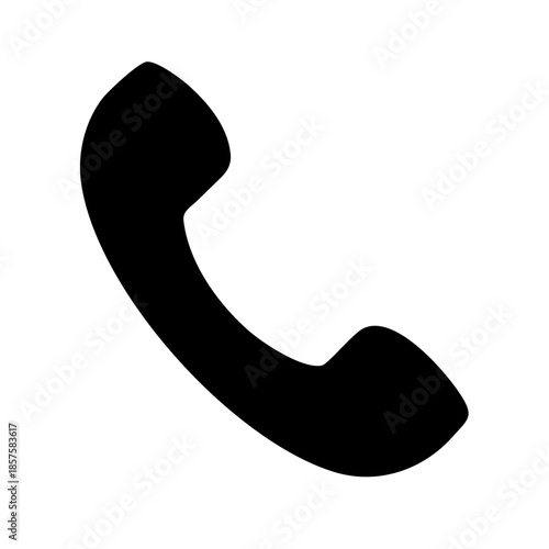 Classic telephone receiver icon in black for communication and contact symbols