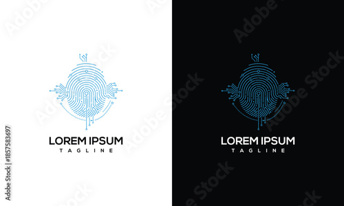 Digital Fingerprint Logo Design , Security Identity Technology.