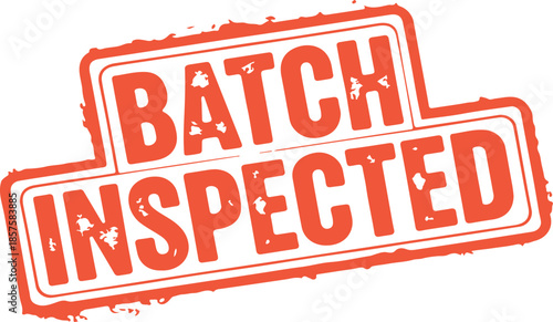 Red batch inspected stamp on white background