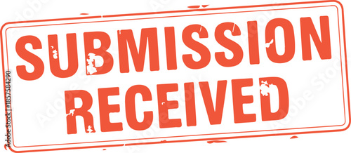red submission received stamp on white background