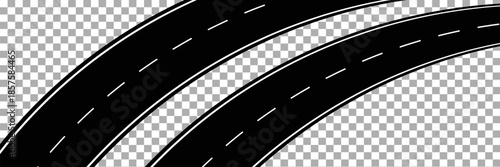 Horizontal asphalt road template. Winding road vector illustration. Seamless highway marking isolated on white background. EPS 10