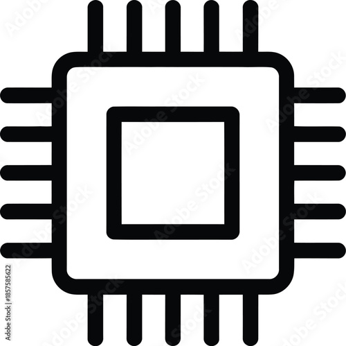 Microprocessor Vector Graphic Icon - Central Processing Unit CPU Symbol for Technology and Computing Applications