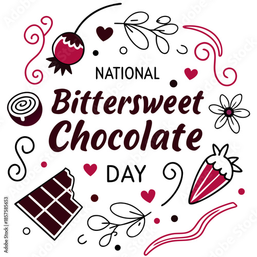 NATIONAL BITTERSWEET CHOCOLATE DAY vector illustration isolated on white background