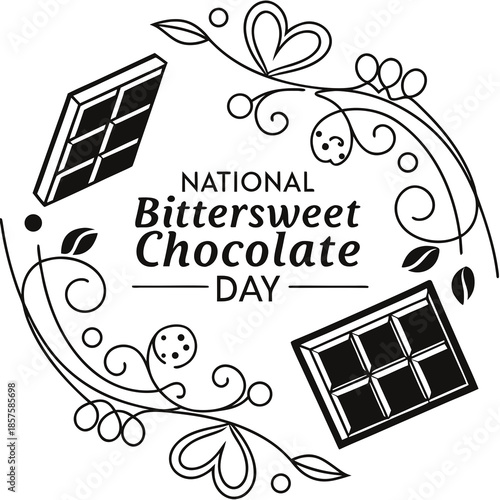 NATIONAL BITTERSWEET CHOCOLATE DAY vector illustration isolated on white background