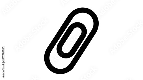 Simple black outline icon representing paperclip shape symbolizing attachment document connection or digital link isolated on white background vector graphic