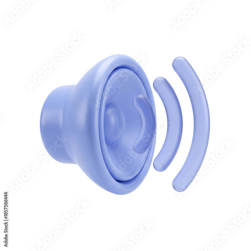 3D Glossy Light Blue Volume Icon with Sound Waves