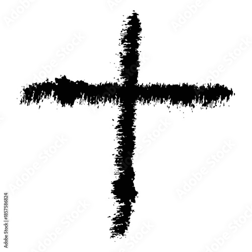 Christian cross vector. Black blotted cross. Vector illustration