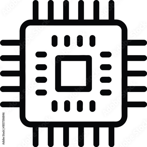 Microprocessor Vector Graphic Icon - CPU Chip Illustration for Technology and Computing Designs