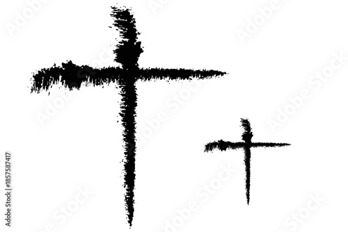 Christian cross vector. Black blotted cross. Vector illustration