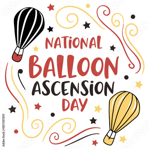 NATIONAL BALLOON ASCENSION DAY vector illustration isolated on white background