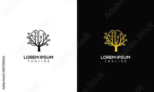 Brain Tree Logo Technology Innovation Growth Digital Mind.