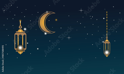 Eid Mubarak Arabic Islamic Luxury Ornamental Background with Islamic Pattern and Decorative Lantern Ornaments