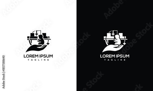 Childcare Logo Baby Care Symbol Nurturing Hand Family Support.