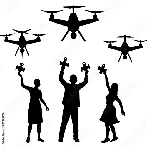 Drone Usage Silhouette Vector Illustration