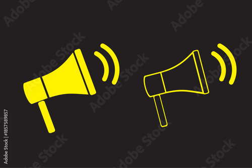 Electric megaphone with sound or marketing advertising line art vector icon for apps and websites. advertising icon. speaker icon