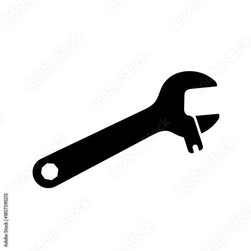 Adjustable Wrench Tool Silhouette Isolated.