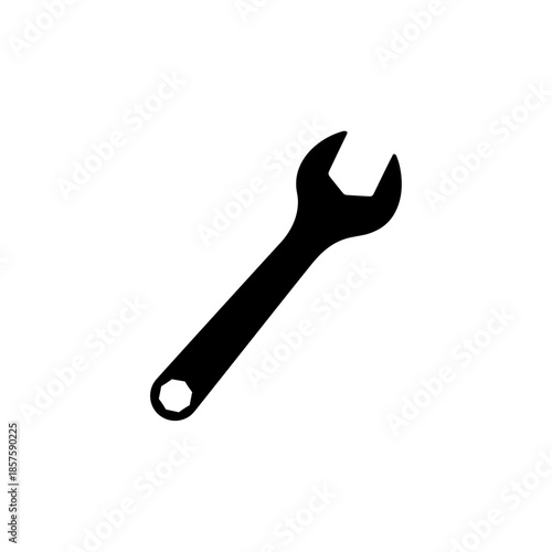 Black Adjustable Spanner Tool Isolated.