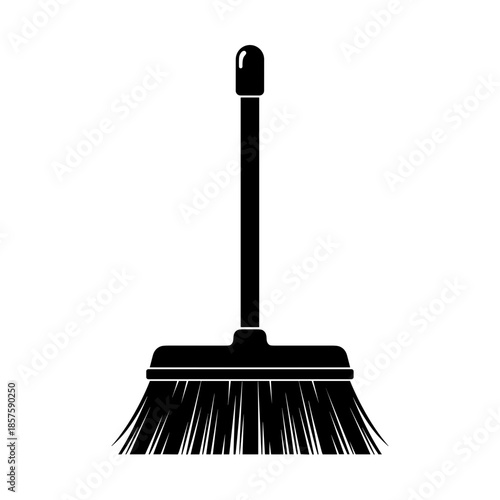 Black Broom with Long Handle.