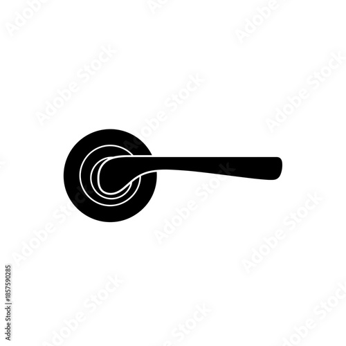 Black Door Handle on White Background.