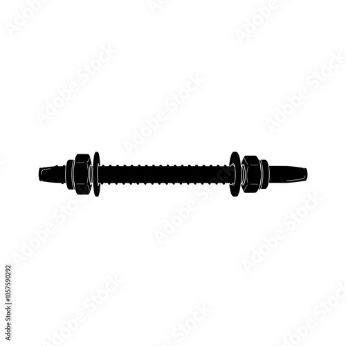 Black Double Ended Screw Bolt Fastener.