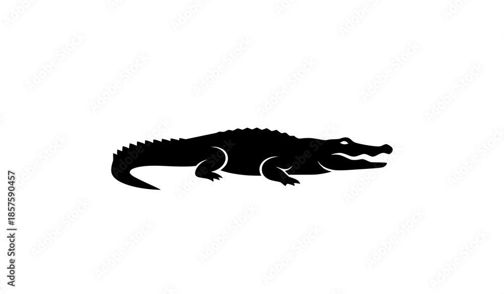 Fototapeta premium Crocodile silhouette vector illustration isolated on white background for icon use