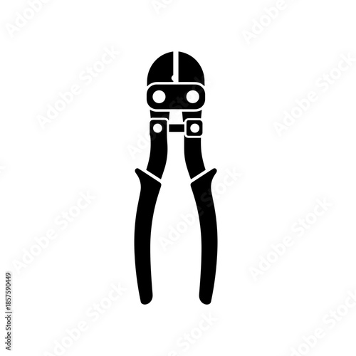 Black Pliers Tool on White Background.