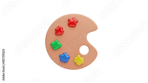 Paint Palette with Colorful Star Shaped Paints on transparent background