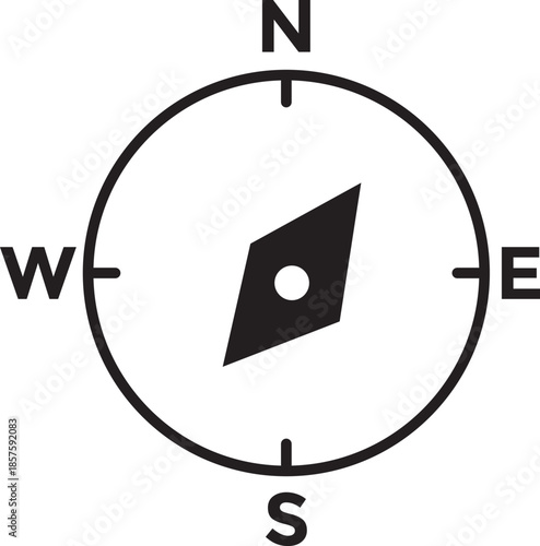 Compass icon vector on Transparent background. Discovery compass or navigational compass line art icon. Compass symbol in line
