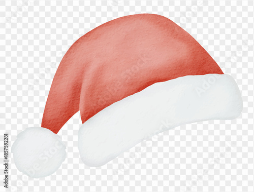 Watercolor red Christmas Santa hat cute festive winter clothing illustration vector.
