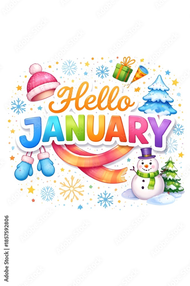 Fototapeta premium Hello january poster