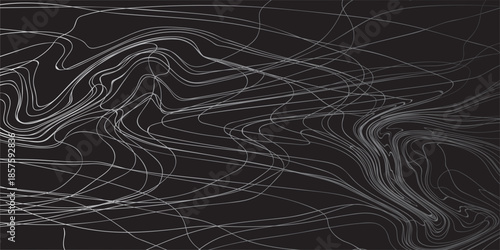 Abstract flowing lines creating a dynamic and intricate pattern on a dark background.