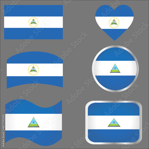 Print Nicaragua National Flag Set – Flat, Heart and Modern Style Flag Icons, Patriotic Country Symbol Vector Illustration for Independence, Travel and Design Free Download Print Nicaragua National Flag Set – Flat, Heart and Modern Style Flag Icons, Patriotic Country Symbol Vector Illustration for Independence, Travel and Design - GFXLoad