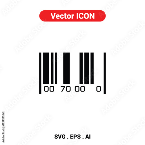 Vector icon of a barcode displaying numerical data with a modern, minimalist aesthetic