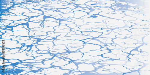 Abstract blue and white cracked pattern background.