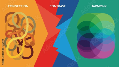 Abstract graphic design illustrating connection contrast and harmony.