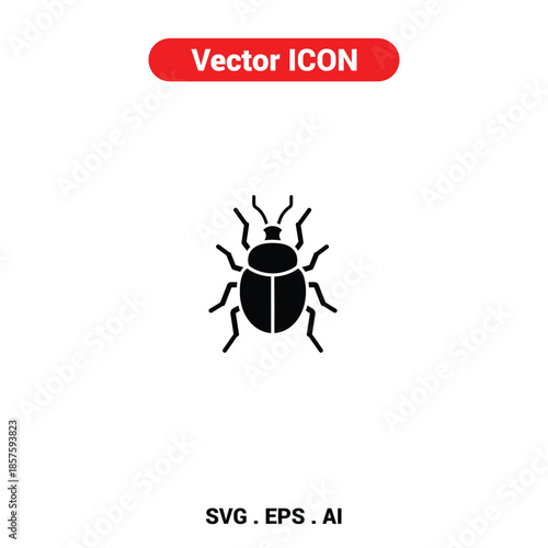 Vector icon of a beetle crawling with a minimalist, clean aesthetic for pest control or nature applications