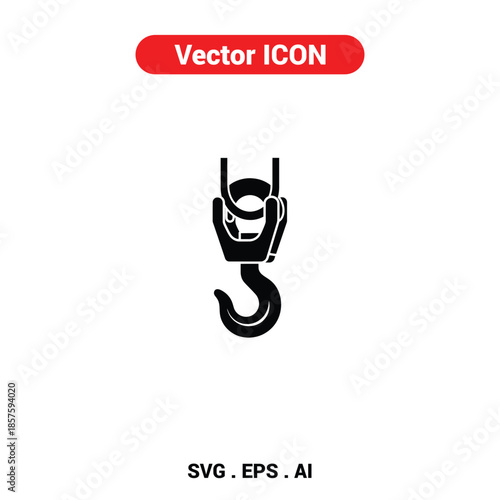 Vector icon of a crane hook lifting with industrial strength and precision