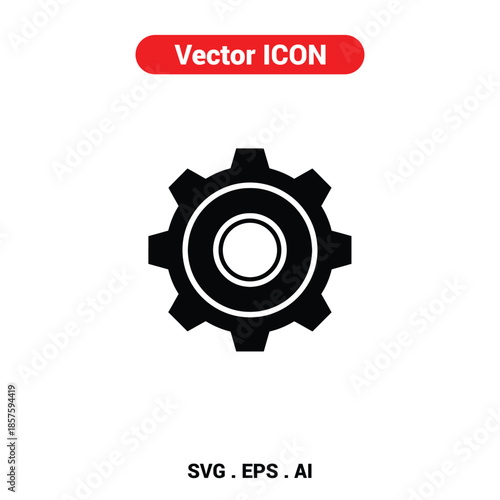 Vector icon of a gear rotating with a mechanical precision, symbolizing industry and technology